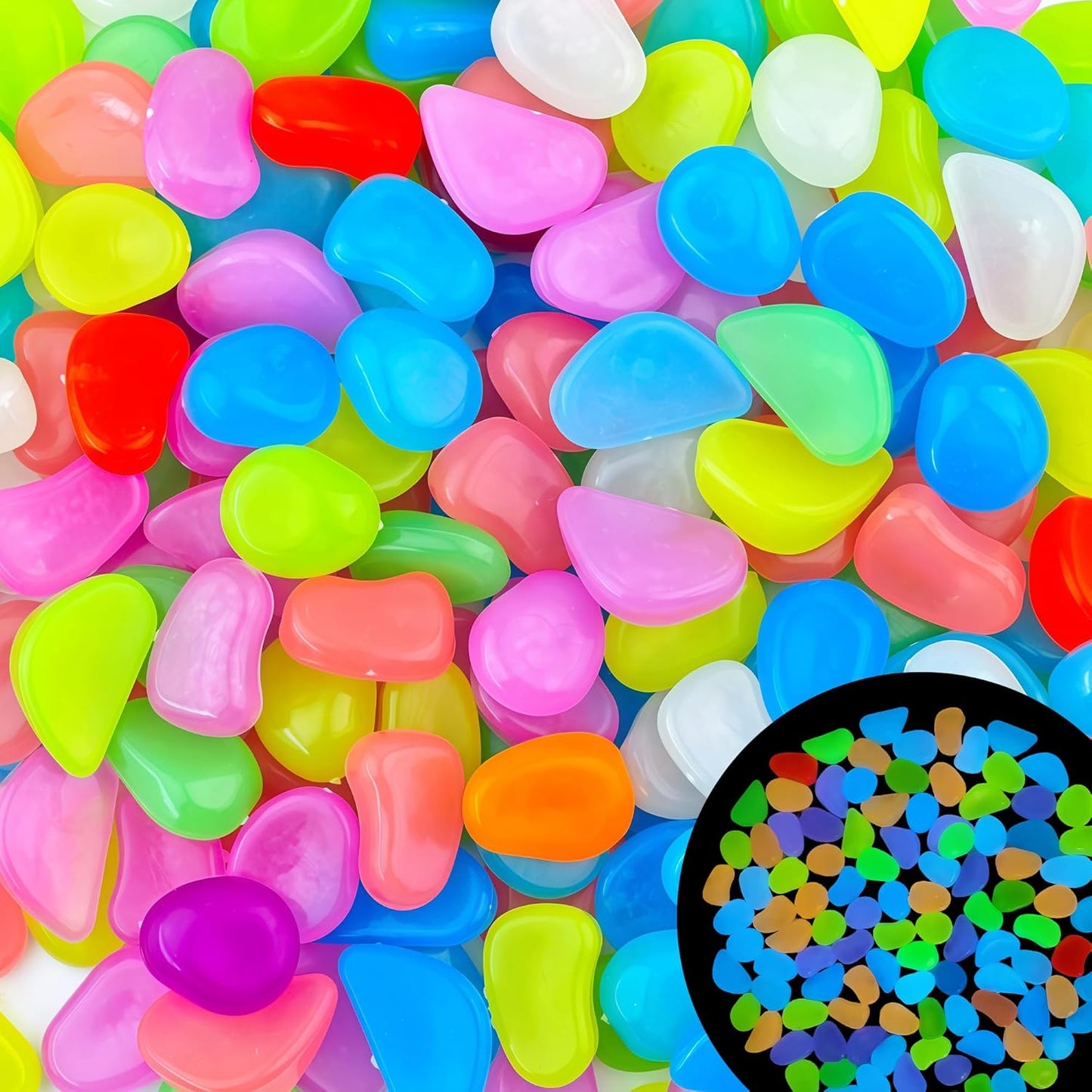 2.1LB 25-27mm Color Glow in The Dark Rocks Outdoor Decorative Stones Luminous Pebbles Glow Stones for Patio Landscaping Walkway Driveway Large Glowing Stones Garden Stones