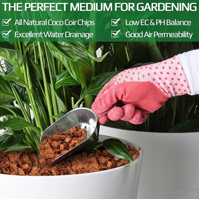 Halatool 6 Pcs Coco Husk Chips for Plants - 6.6 LB 100% Organic Coconut Coir Chips with Low EC and pH Balanced, Compressed Coco Substrate Growing Mulch Medium for Landscaping, Herbs, Plants, Flowers