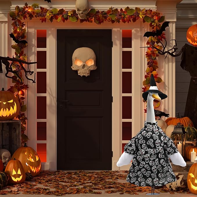 Porch Goose Outfits Clothes for 23" High Cement or Plastic Lawn Garden Goose Halloween Outdoor Decoration