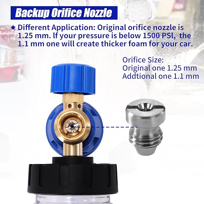 Tool Daily Foam Cannon for Pressure Washer, Adjustable Foam Blaster, Snow Foam Lance with M22 and 1/4 Inch Quick Connect, Additional Orifice Nozzle 1.1mm, 1.5 Liter