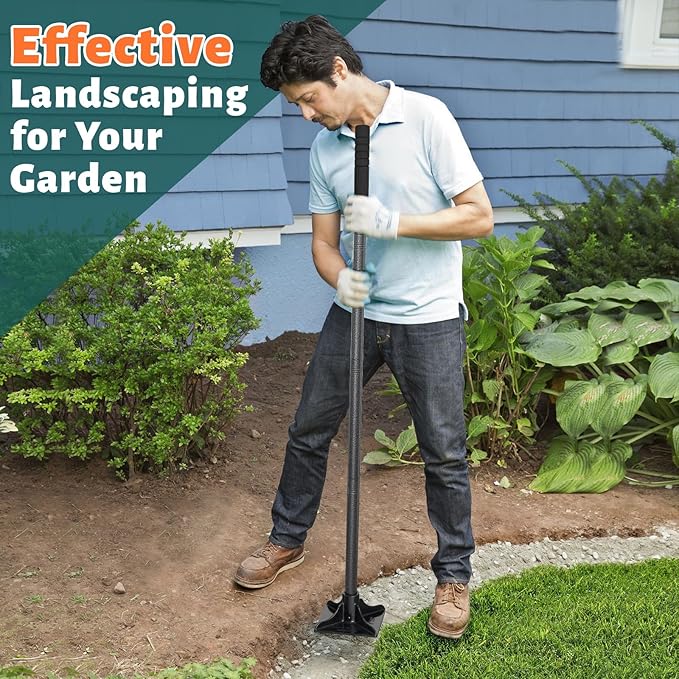 Tamper Tool Heavy Duty 8"x8" Steel Tamper with Adjustable 61 inch Handle Laborsaving Garden Tamper Landscaping Tools for Leveling Soil, Patching, Grading, Paving Stone, Compacting Asphalt