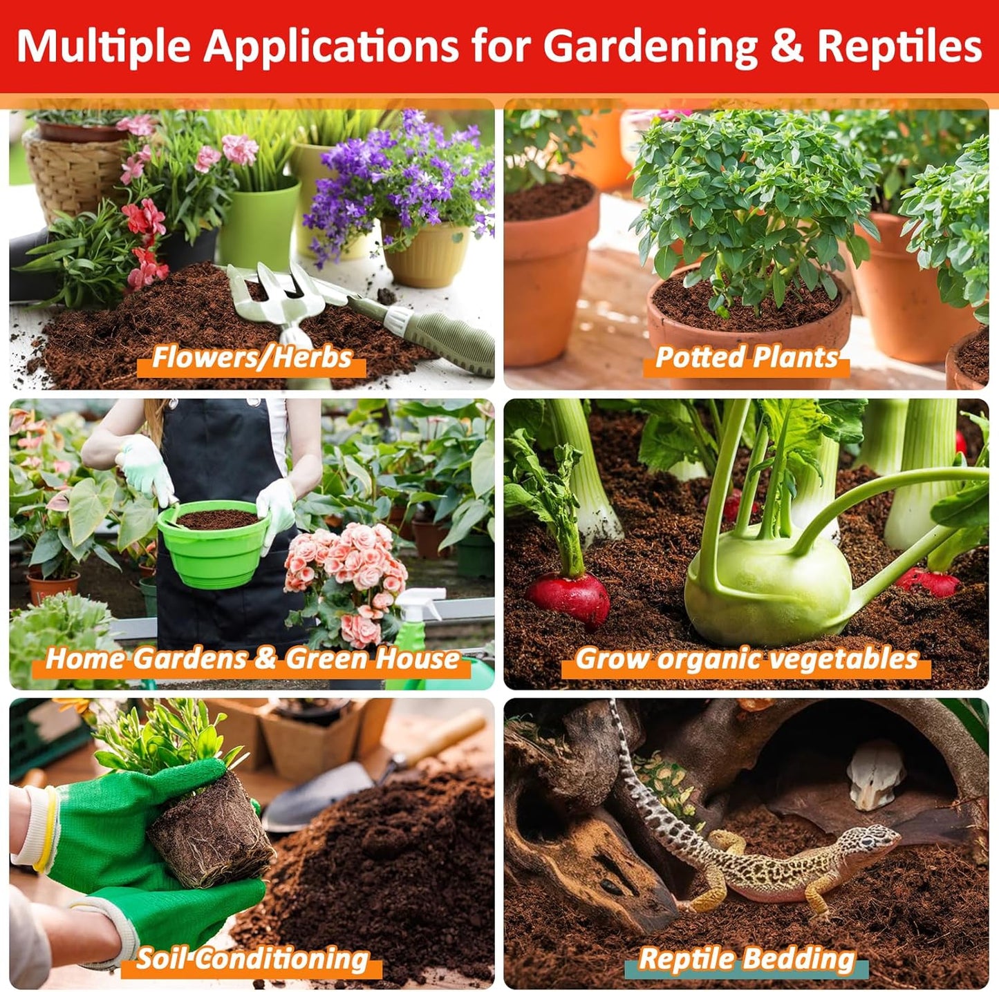 Legigo 8 Pack Coco Coir Bricks (11.2lb), 100% Organic Coconut Coir Fiber Potting Soil for Plants, Compressed Coco Peat Seed Starter, Coconut Husk Potting Mix for Indoor & Outdoor Plants, Gardening