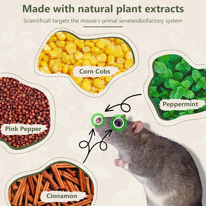 Mouse Repellent, 12 Pack Peppermint Oil Mouse Repellent for Car Engines, Indoor & Outdoor Use, Keep Mice Out of House and Garage, Safe for Pets and Family.