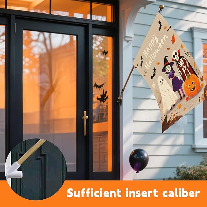 Halloween Garden Flag 12x18 Inch Double Sided, Outdoor Burlap Yard Decor for Porch, Patio, Holiday Decorations, Khaki