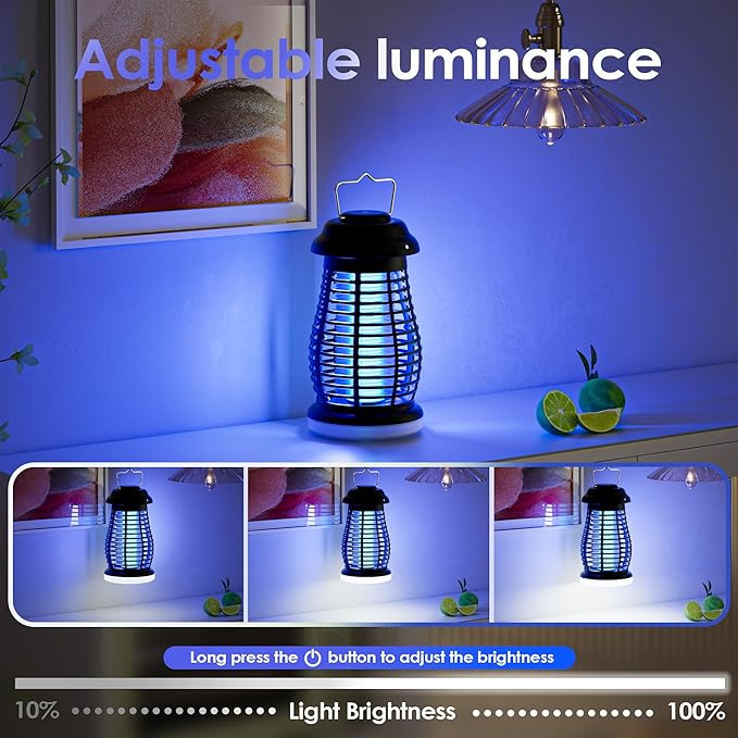 Bug Zapper Outdoor & Indoor, Mosquito Repellent Outdoor Patio, Portable & Rechargeable Fly Trap, IP67 Waterproof, Mosquito Repellent for Patio,Lawn & Garden, Camping, Kitchen, Home