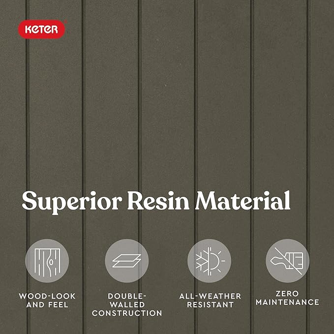 Keter City 30 Gallon Resin Outdoor Storage Box and Patio Furniture Side Table for Pool and Garden Accessories, Mossy Brown