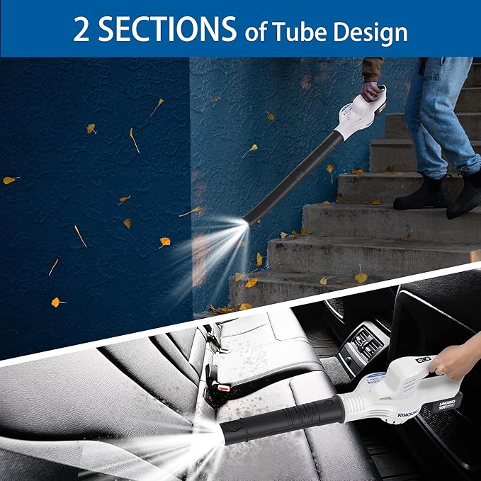 Leaf Blower Cordless, 20V Electric Cordless Leaf Blower with 4000mAh Battery and Charger, 2 Speed Modes, Lightweight Battery Powered Leaf Blowers for Lawn Care, Patio, Blowing Leaves and Snow