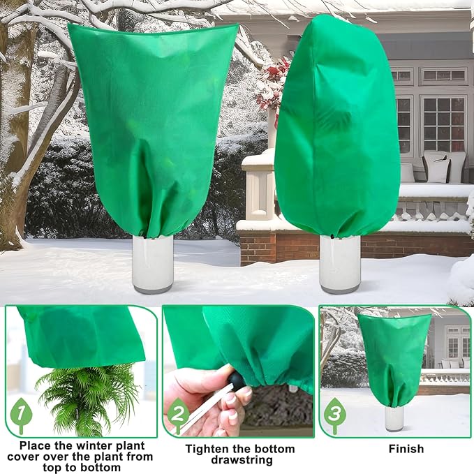 DQS 3 Pack Plant Covers Freeze Protection, 23.6" x 31.4" Winter Frost Protection Blankets Frost Cloth,Suitable for Outdoor Winter Frost, Cold Weather, shrubs, Trees, Jackets, and coverings