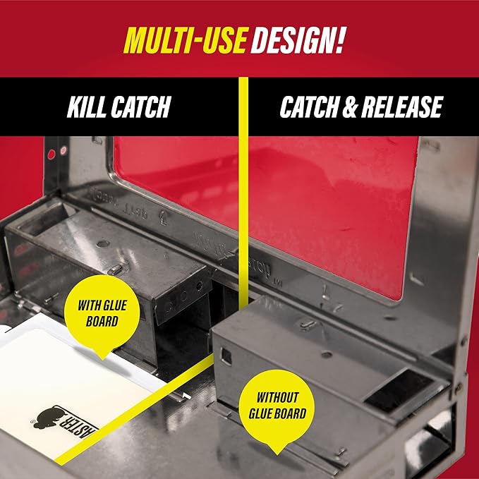 Catchmaster Pro Series Multi-Catch Mouse Trap, Humane Mouse Trap Indoor for Home, Includes 1 Replaceable Glue Board, Pet Safe Pest Control, Live Catch for Garage & Shed