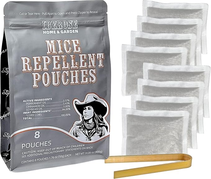 Mouse Repellent Pouches: Naturally Repel Mice with Peppermint Oil from Nesting & Keep Rodents Out of Car/Garage/RV - Extra-Strength Rodent Deterrent