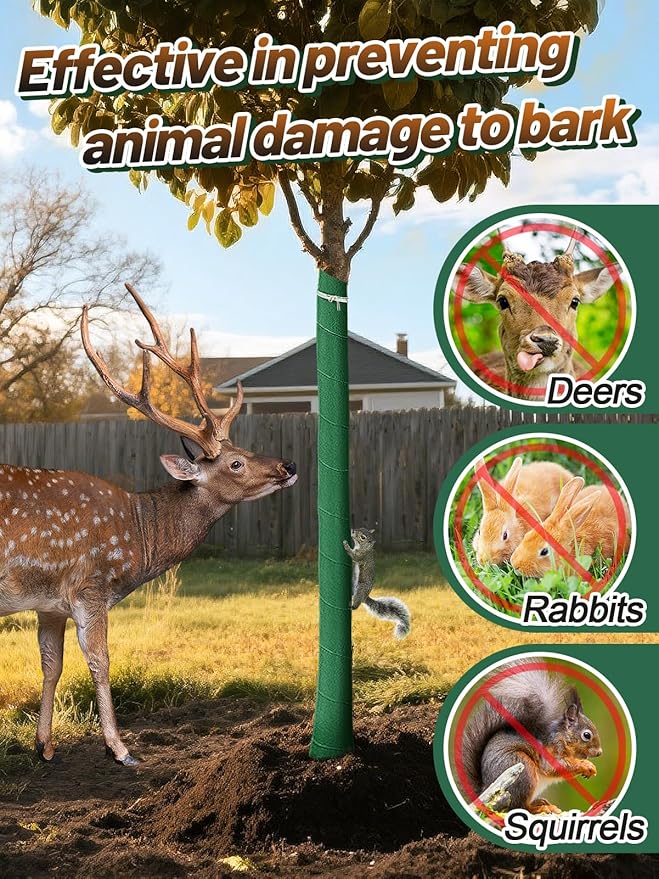 ANPHSIN 3pcs Breathable 3-Layer Tree Protector Wrap - Total 197ft Thicker Freezeproof Trunk Guard, Winter Plant Covers for Sapling Fruit Trees Keeping Warm & Moisturizing, Away from Deers