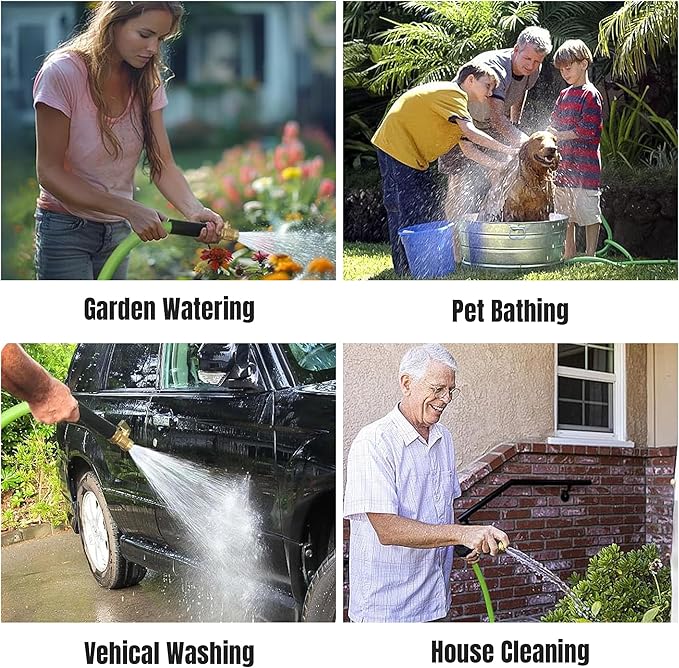 100ft Garden Hose – 5/8 in Lightweight PVC, Flexible, UV-Resistant, Kink-Resistant, 500 PSI Burst Strength, Brass Fittings, Weatherproof Hose for Lawn, Garden, Car Wash, Outdoor Use