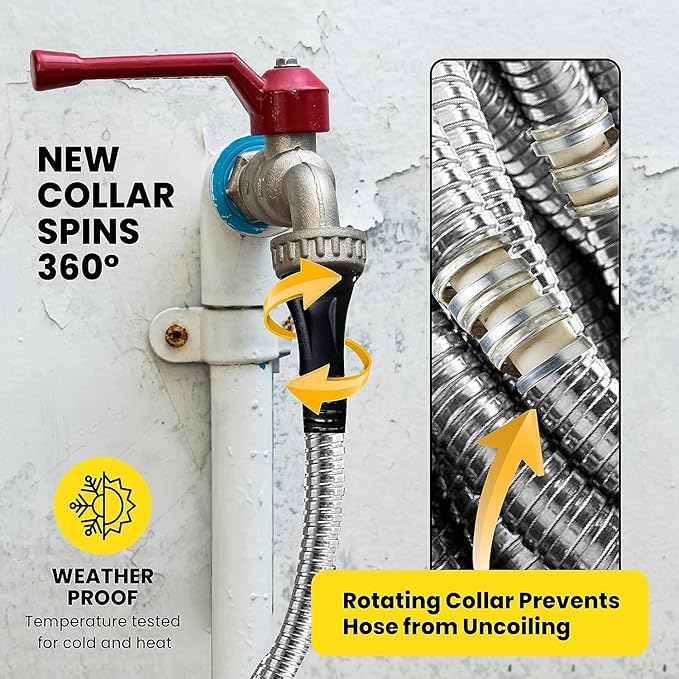 Bionic Steel PRO 100 Ft Garden Hose with Nozzle, Premium 304 Stainless Steel Metal Water Hose 100Ft Flexible Hose, Rust Proof, Lightweight, Heavy Duty, Crush Resistant Fittings, 500 PSI, 2025 Model