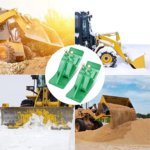 Tractor Bucket Protector(Upgraded Version), 2Pcs Ski Edge Protector, Turf Tamer Skid Protector with Grade8.8 Double Lock Nuts and Bolts, Heavy Duty Steel for Snow Removal Spreading Gravel,Green