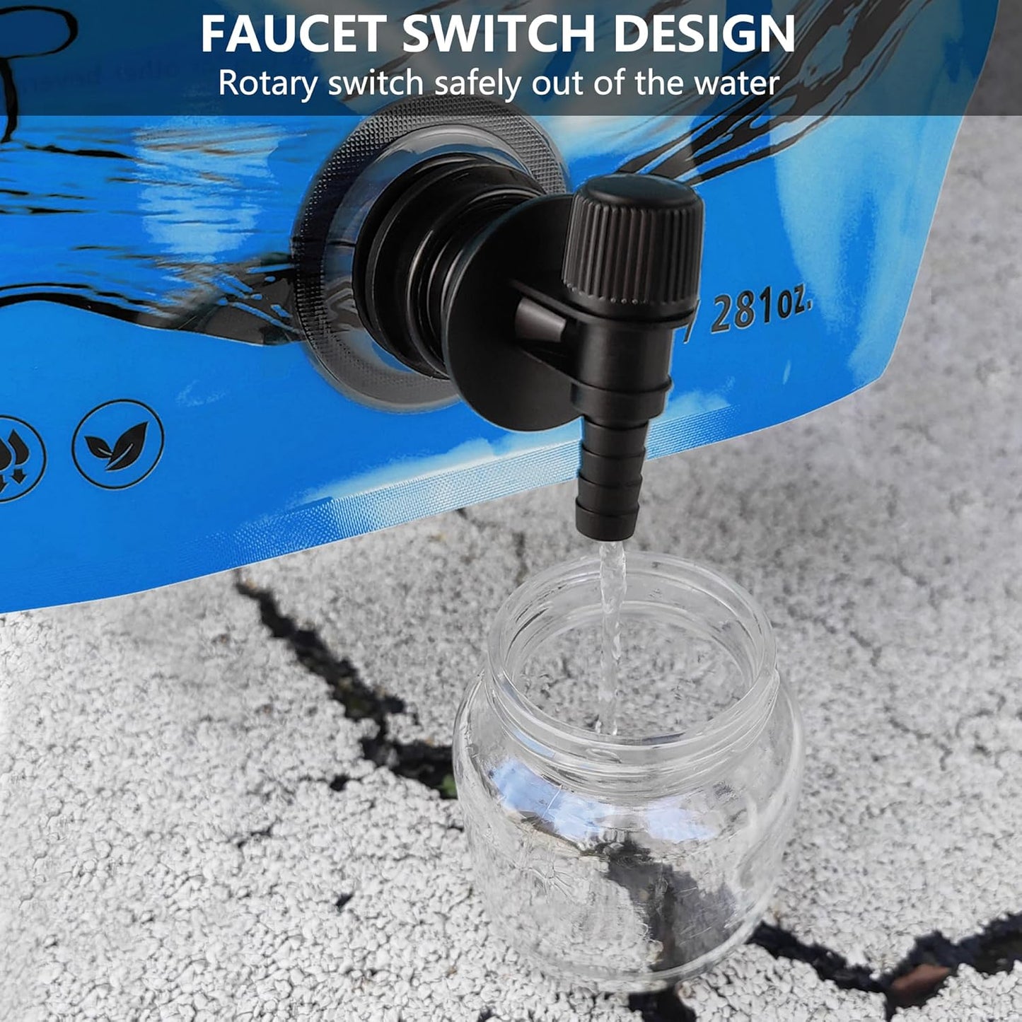 Collapsible 8L Water Storage Bag, BPA-Free Portable Folding Water Jug with Adjustable Faucet, Leakproof Emergency Water Bag for Camping, Hiking, Riding, Outdoor Sport (Blue, 2)