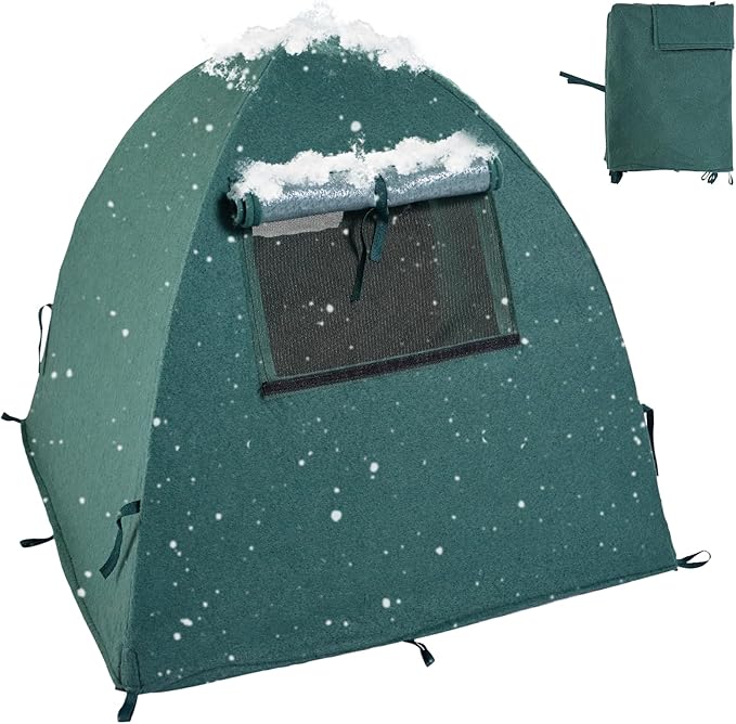 Plant Cover Freeze Protection Blanket, 28''x28''x30'' Outdoor Garden Fabric Cover with Poles and Stakes for Winter Frost, Shade Cloth Plant Guard for Shrubs, Small Trees, Green