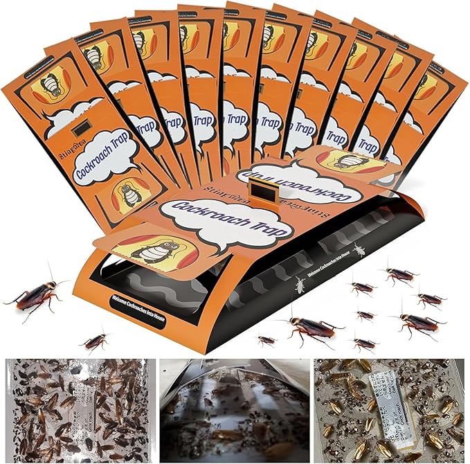 Stingmon Upgrade 18 Pack Roach Traps Indoor, Sticky Traps for Cockroaches Indoor Home, Sticky Glue Roach Traps, Roach Bait Cockroach Trap for Roach Ants Spiders, Orange