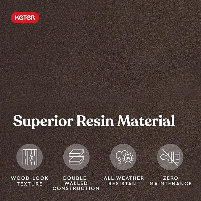 Keter Kentwood 92 Gallon Resin Deck Box-Organization and Storage for Patio Furniture Outdoor Cushions, Throw Pillows, Garden Tools and Pool Floats, Dark Grey