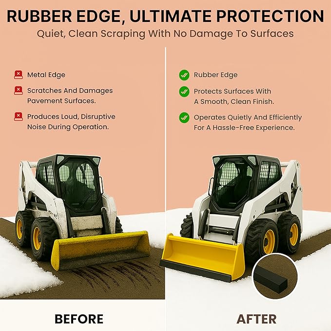 Simond Store- Rubber Cutting Edge for Snow Plow –Heavy Duty 60" x 4" x 0.75" Snow Plow Deflector Smooth & Surface-Safe Snow Clearing - Fit for ATV Tractors, Skid Steers & UTVs Snow Pusher Cutting Edge