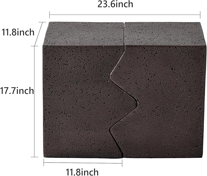 COSIEST Concrete Side Table, Set of 2 Rectangular Outdoor Side Tables, Decorative Garden Stools for Indoor Outdoor, Accent Table Patio Side Table End Table w Spotted, Brown