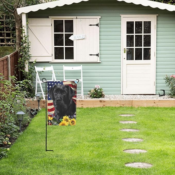 Lab Labrador American Flag Patriotic Dog Garden Flag Welcome Party Outdoor Outside Decorations Picks Home House Garden Yard Decor 12x18 Inch