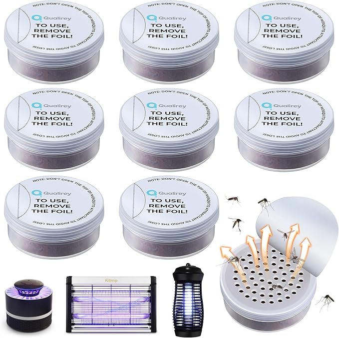 Qualirey 8 Pack Mosquito Attractant Refill for Bug Zappers, 60-Day Lasting Lure for Mosquito Traps, High Catch Rate Fly Insect Bait, Compatible with DynaTrap and Most Indoor/Outdoor Traps