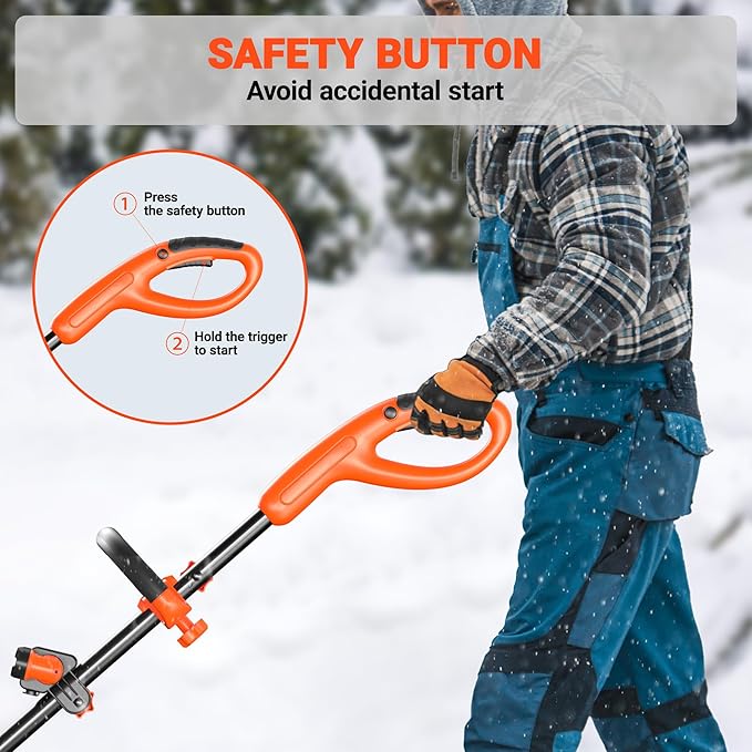 VOLTASK 48V 16-inch Cordless Snow Shovel with Wheels, LED Lights, 2 Batteries & Dual Quick Charger Included