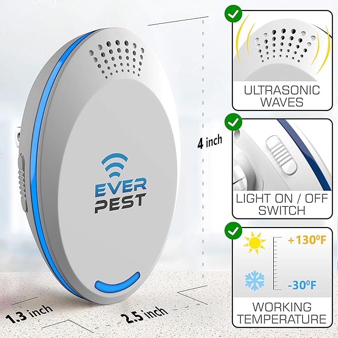 Ultrasonic Pest Control Repeller (2-Pack) Plug in Flea Rat Roach Mosquito Cockroaches Rodent Spider Scorpion Fruit Fly Insect Indoor Plug Repellent