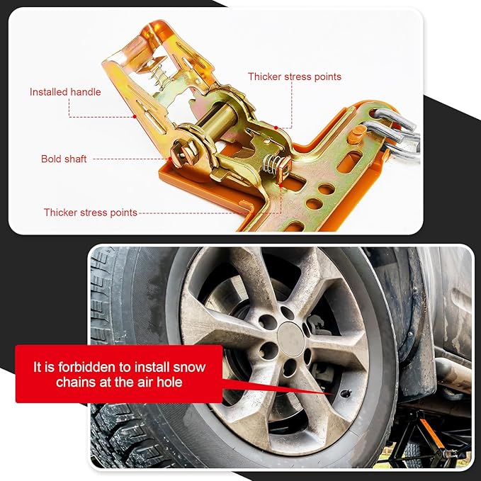 12 Pack Adjustable Snow Tire Chains for Tire Width 215-285 mm SUV Truck Pickup, Quick Fit Easy Installation, Thickened Car Non Skid Car Chains (Double Chain Style)