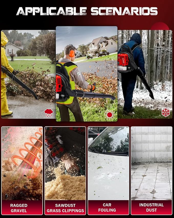 63CC Gas Backpack Leaf Blower – 665 CFM, 205 MPH, Commercial-Grade Gas Blower for Landscaping, Snow Removal, and Heavy-Duty Yard Work – Lightweight, Quiet for Residential Areas (686 RPO)