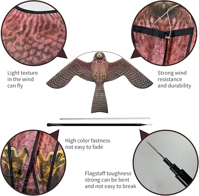 eyijklzo Bird Scarer Flying Kite Crops Farm Flying Bird Hawk Flying Kite