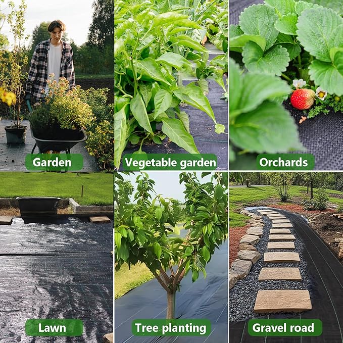 6ft×100ft Garden Weed Barrier Fabric Heavy Duty Landscape Fabric with Superior Permeability Easy Set up Weed Control Ground Cloth
