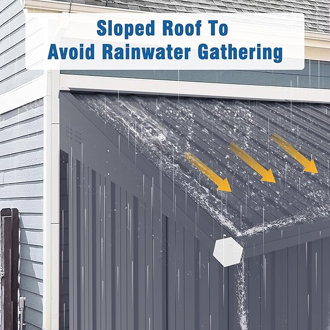 MUPATER 4×10 FT Storage Shed for Outdoor,Lean-to Shed Kit with Thickened Galvanized Steel, Metal Tools Shed with Lockable Door and Air Vents for Patio Garden, Grey