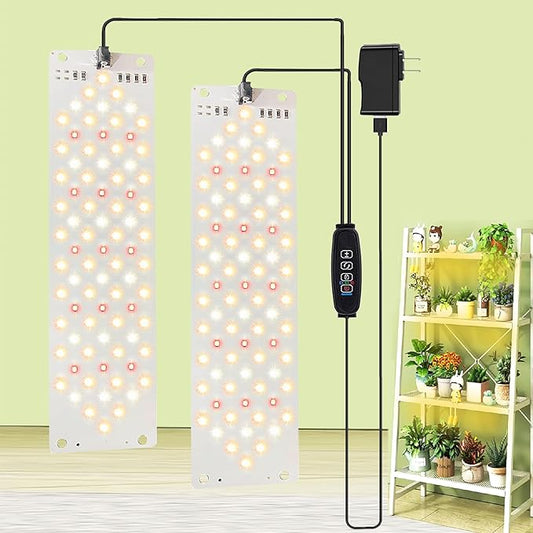 Led Grow Light,Grow Lights for Indoor Plants Full Spectrum, 158LEDs Plant Lights for Indoor Growing with 3/9/12H Timer, 10 Types of Brightness Grow Light for Seed Starting (2pcs)