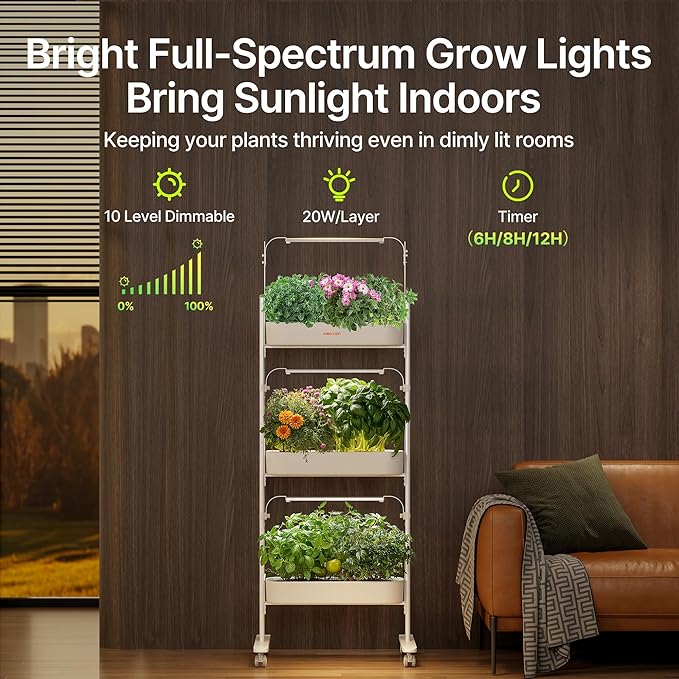 SUNCOZE 3-Tier Hydroponics Growing System Kit with 36 Pods – Full Spectrum Grow Lights, Hydroponic System Equipped with Smart Controller, Indoor Herb Garden Kit for Vegetables, Herbs, Fruits&Flowers