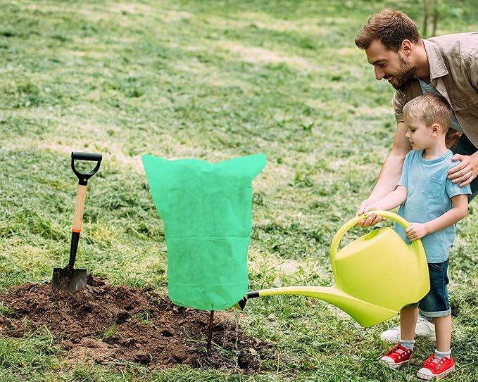 EAONE 12 Pack Plant Covers Freeze Protection, 24x32'' Winter Frosts Cloth for Outdoor Plants, Reusable Frost Blankets Drawstring Bags for Cold Freeze Sun Protection Bird Insect Prevention,Green