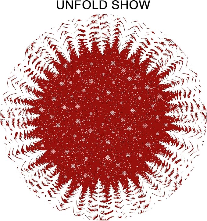 Giwawa Xmas Round Tablecloth 60 Inch, Farmhouse Red White Pine Trees Snowflakes Festive Washable Polyester Table Cover for Picnic Dinner Kitchen Winter Seasonal Holiday Party Decoration