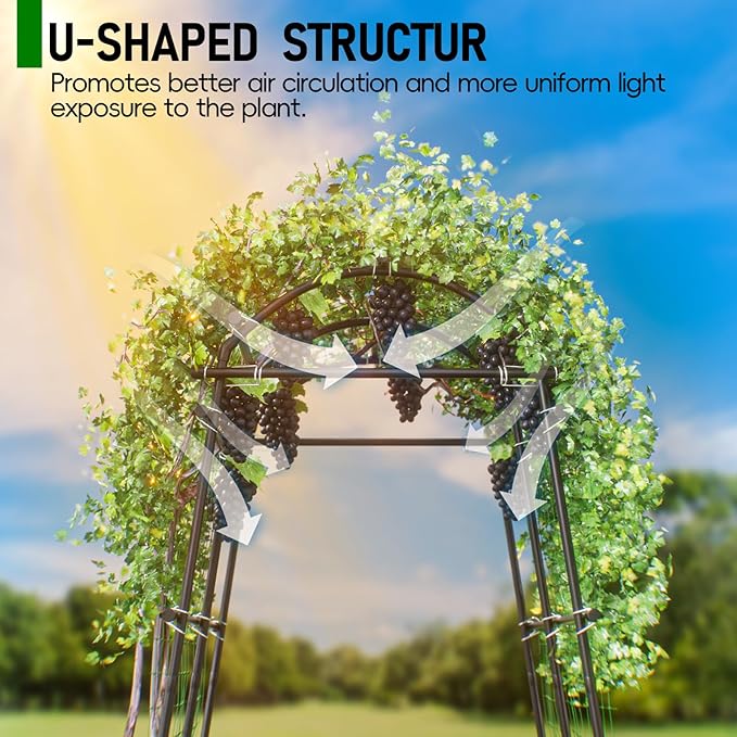 Garden Arch Trellis 88.58" Extra Tall for Climbing Plants Outdoor, Steel Stainless Arched Arbors Tunnel Trellis with Netting, Metal Cable Ties for Cucumber Tomato Pea Vines Fruit