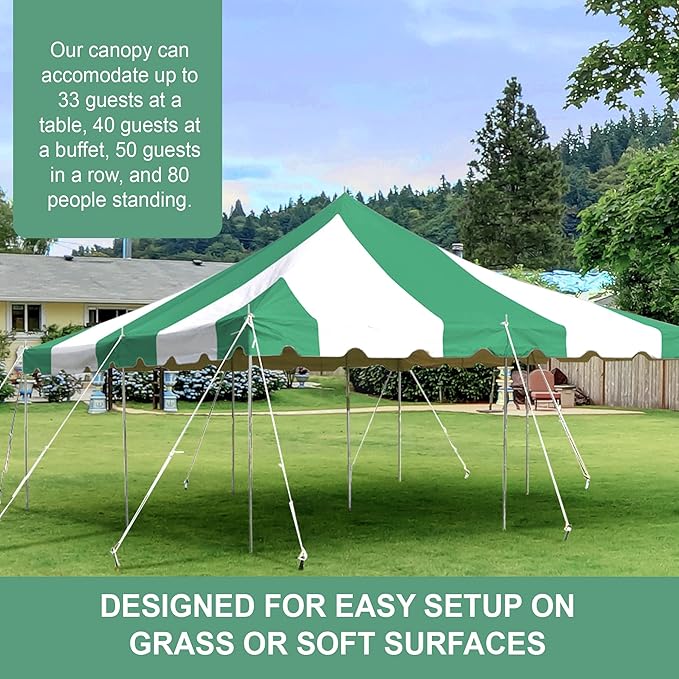 Party Tents Direct 20'x 20' Weekender Canopy Pole Tent with Sidewalls - Easy Up Canopy Tent with 80 Person Capacity - Outdoor Canopies for Parties, Weddings, and Events (Green/White)