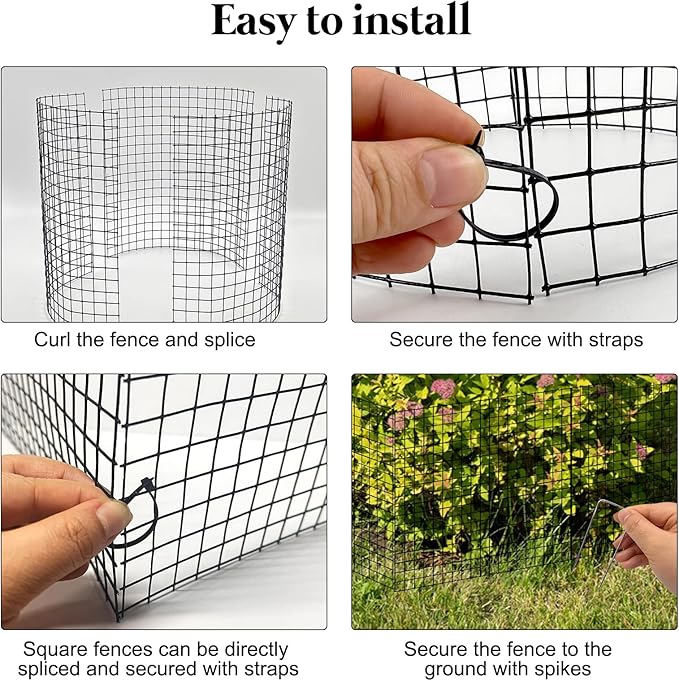 18 Pcs 24'' x 12'' Large Wire Plant Protector from Animals, 6 Pack Metal Plant Cage Chicken Wire Cloche with Ground Stakes and Nylon Tie to Keep Animals Out, Garden Protection Bunny Barricade