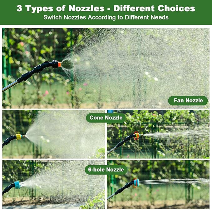 Pump Sprayer 1 Gallon Battery Powered Sprayer 1 Gallon, Upgrade Powerful with 3 Mist Nozzles, Rechargeable Handle, Retractable Wand, Sprayer with Adjustable Shoulder Strap for Garden,Lawn,Cleaning