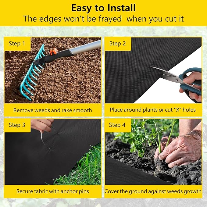 4ft x 100ft Weed Barrier Landscape Fabric 1.8oz, Premium Non-Woven Ground Cover Weed Block Gardening Mat, Easy Setup, Superior Weed Control, for Erosion Control, Weed Block, Ground Cover