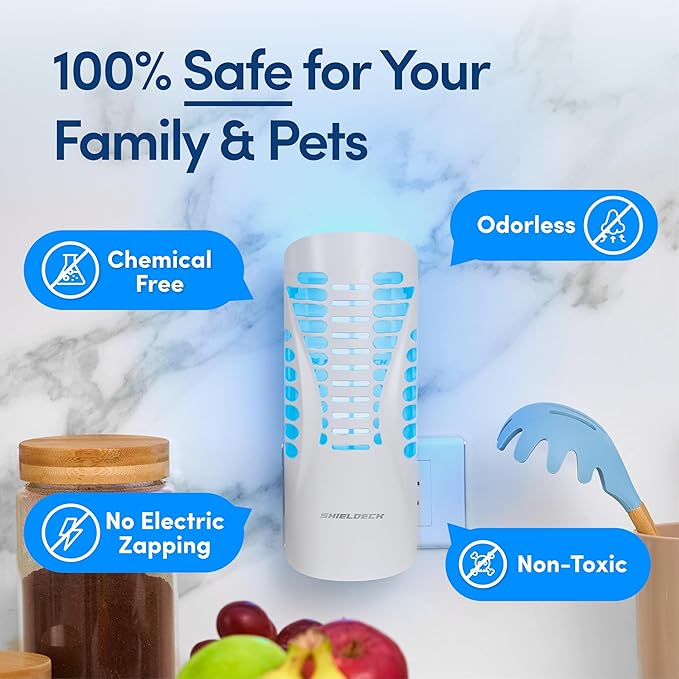 Flying Insect Trap for Home - Indoor Fly, Gnat, and Mosquito Killer with UV Light - Non-Toxic Fruit Fly Traps for Indoors - Easy Bug Catcher for Any Room - Includes 1 Device & 5 Sticky Pads