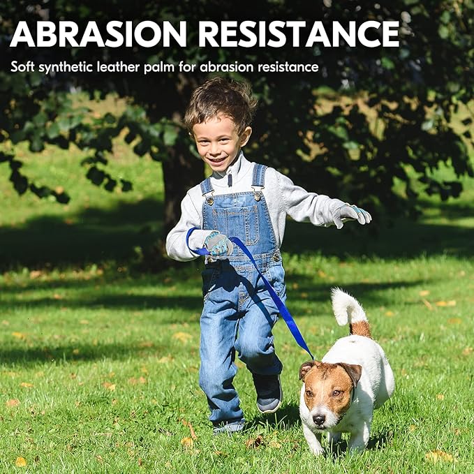 Vgo... 1-Pair Age 7-8Kids Gardening Gloves,Children Yard Work Gloves,Soft Safety Outdoor Playing Gloves(Size XL, Blue Plane, KID-MF3561)