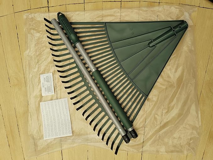 ORIENTOOLS Garden Leaf Rake, Garden Rakes for Lawns Leaves with 65.7" Foldable Handle Rake, 26 Strong Tines Plastic Head Shrub Rake, Yard Garden Rake for Lawns, Grass, Flower Beds Leaves Cleaning