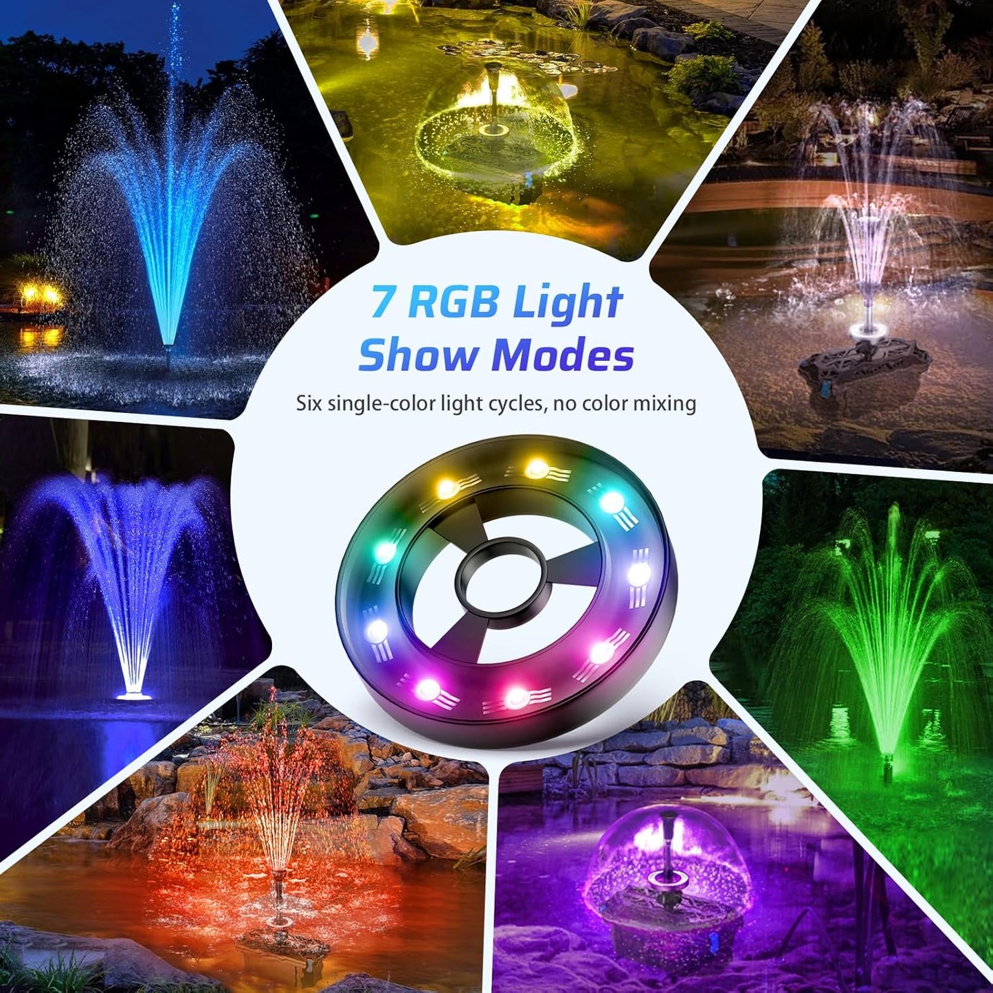 Antfraer Pond Filter with RGB Auto-Cycle LED Lights, Pond Filters for Outdoor Ponds Built In 660GPH Pond Pump, Pond Filter Box Suitable for Garden, Fountain, Pond, Waterfall, Aquarium-Corded Electric