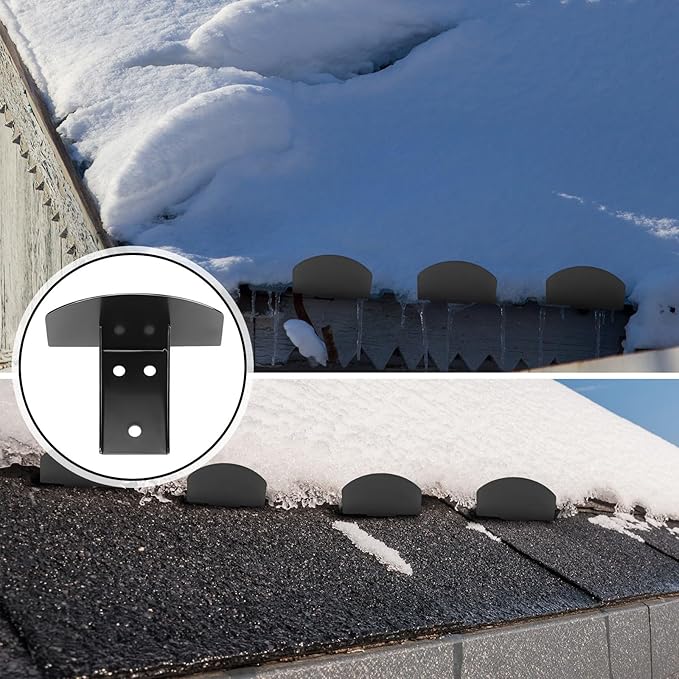 25 Pcs Snow Guards, Roofs Snow Guards, Stainless Steel Snow Stops, Prevent Sliding Ice Snow Stop Buildup with Adhesive Gasket and Screws for Metal Roofs Steel Roof Winter Supplies (Black)