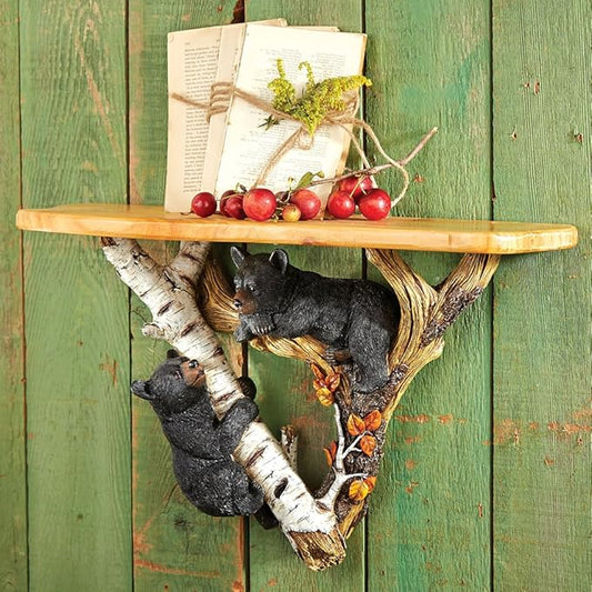 Black Forest Décor Bear on Tree Wall Shelf