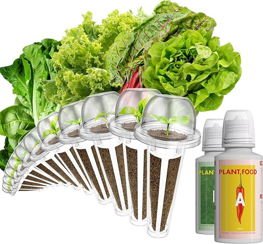 12 Pods Salad Greens Seed Pod Kit for AeroGarden, idoo Hydroponic Growing System Include American Fast Lettuce, Paris Island Lettuce, Cauliflower, Spinach, Buttercrunch Lettuce, 400+ Seeds