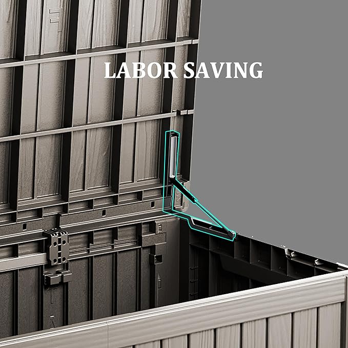 180 Gallon Waterproof Large Resin Deck Box Indoor/Outdoor Lockable Storage Container and Seating for Garden, Pool, and Patio (180 Gallon, Grey)